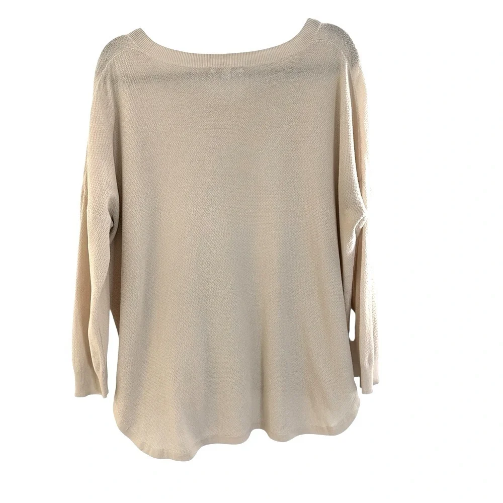 Madewell slouchy relaxed oversized wool blend cream pullover with high low hem - Picture 9 of 10